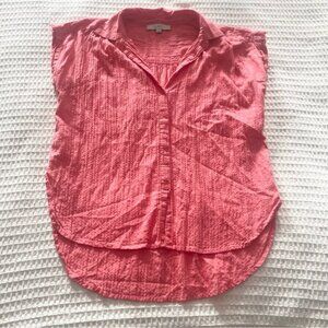 LOFT Coral crinkle gauze Button Down Shirt Medium